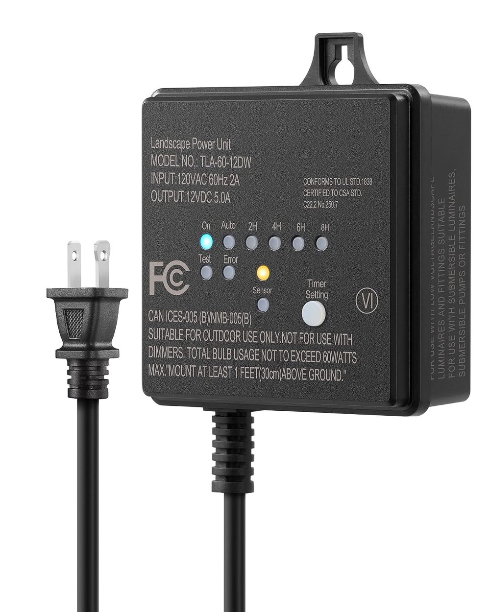DEWENWILS 60W 120V Low Voltage Transformer Outdoor,120V AC to 12V DC